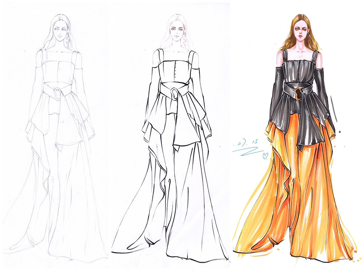 馬克筆時裝畫手繪步驟詳解